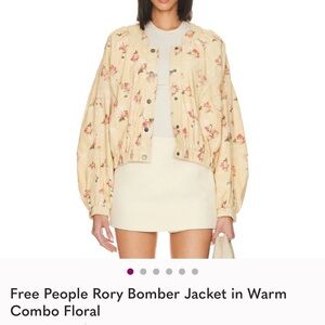 Free People Floral Bomber Jacket in Cream floral